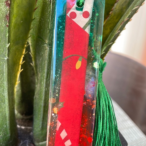XMAS Handmade Festive Holiday Bookmark small Red Green with Red Strip - Picture 5 of 9
